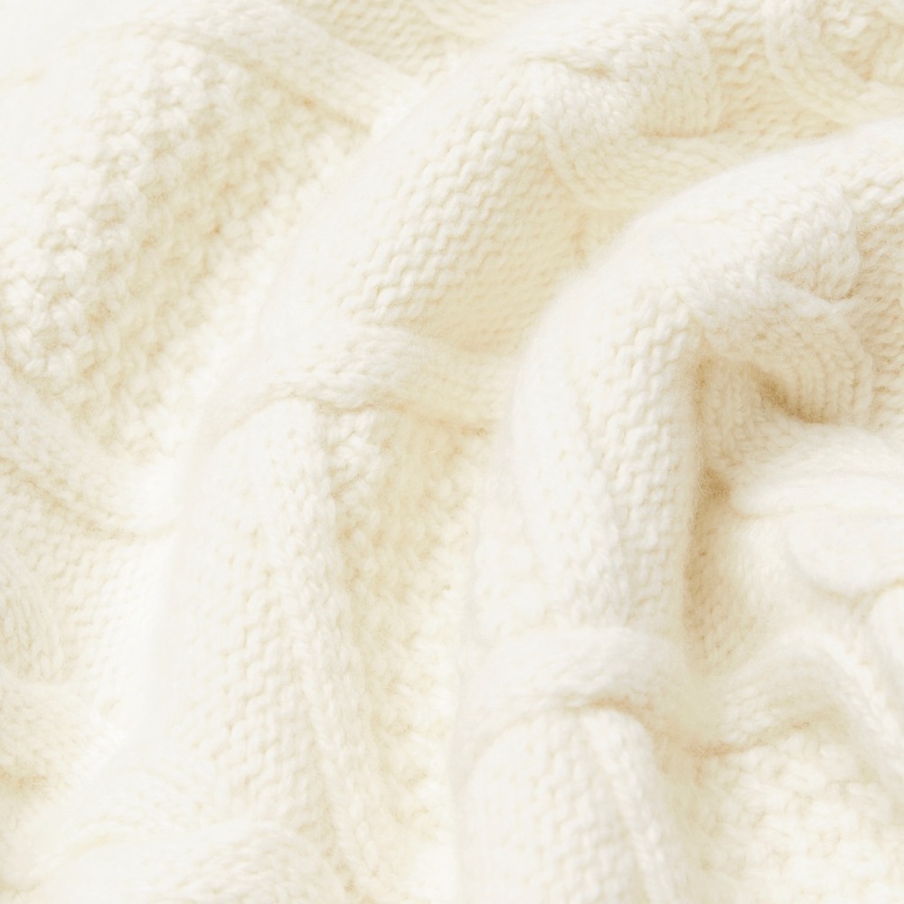 Aritzia Sunday Best cream Peggy cropped merino wool cable knit sweater - XS NWOT - Picture 6 of 8